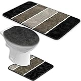 für Stand-WC BADGARNITUR ORION 3-TEILIG BADMATTE, BAD SET SCHWARZ GRAU STAND WC
