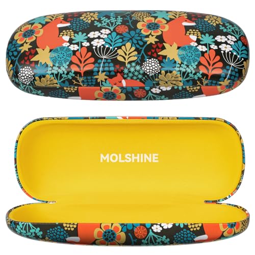molshine Capa rígida de couro PU, estojo de óculos portátil de viagem para homens, mulheres, meninas, viagens, estudo, trabalho, Raposa, M