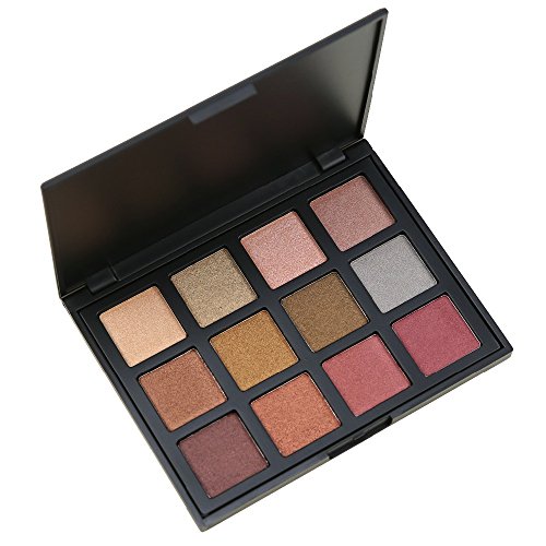 MISKOS 12 Colors Shimmer Glow Pigmented Eyeshadow Palette Durable Gentle Soft Dating Eye Makeup Waterproof Portable Eye Shadow Makeup Kit