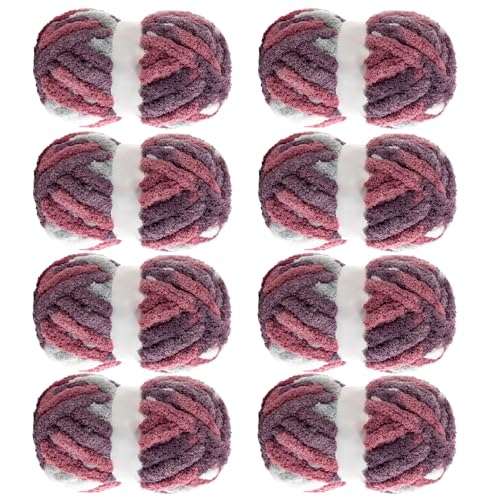 Image of MABOZOO Tie Dye Chunky Yarn for Crocheting & Knitting, 8 Pack - Soft Plush Red Fluffy Jumbo Chenille Yarn,Giant Thick Fuzzy Bulky(29 yds, 8 oz Each Skein)