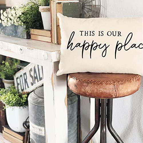 Pandicorn Farmhouse Home Decor Pillow Covers 12X20 Set Of 2 For Living Room Bedroom, Rustic Lumbar Decorative Throw Pillows Cases With Quotes Welcome This Is Our Happy Place For Outdoor Porch #TOP3