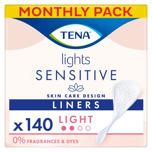 TENA Lights Light Liner 140 Incontinence Liners ( 28 x 5 packs) for Women with Sensitive Skin Breathable and Unscented Liner for Light Bladder Weakness and Incontinence