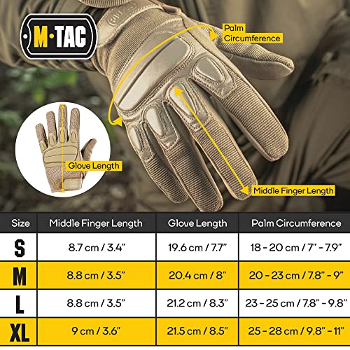 M-Tac Tactical Gloves Mk.2 - Military Full Finger With Soft Leather Pads For Men Airsoft Paintball Hunting (Khaki, L) #TOP5