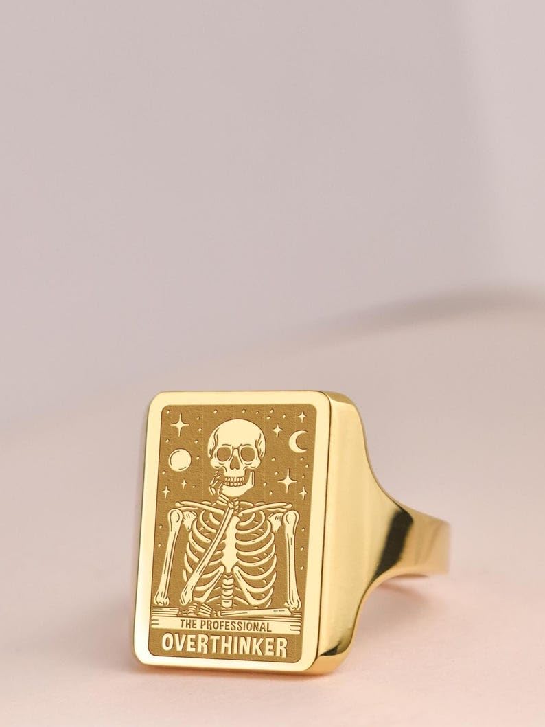 Anello con sigillo professionale per la salute mentale, regalo per la migliore amica, in argento Sterling 925, placcato oro