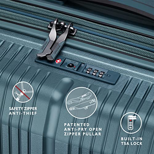 Image of Verage Carry On Luggage with Spinner Wheels, Expandable Hardshell Spinner Suitcase for Travel, TSA Approved (2-Piece Set (20 /24), Bluish Green)