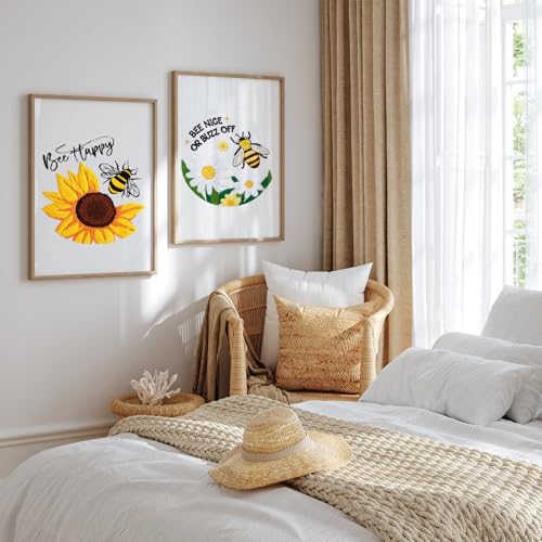 Image of Louise Maelys Embroidery Kits for Beginners,Cross Stitch Kit for Adults,DIY Needlepoint with Bee Sunflower Pattern-Bee Happy