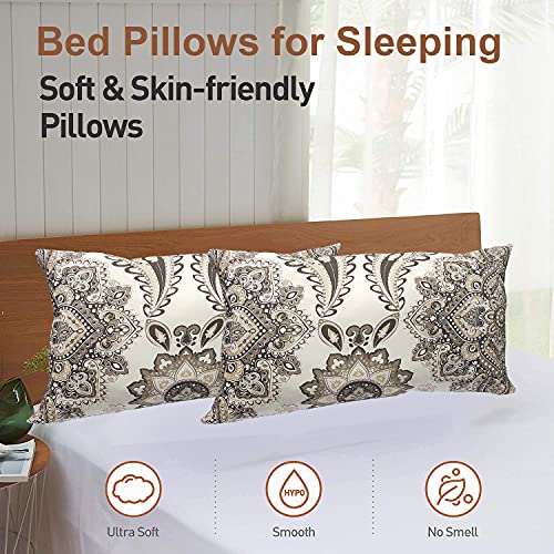 Image of ARLinen-Micro Filled Jaipuri Print Cotton Pillow Takiya Combo Set of 2 for Bed Room - 16x24 Inch Size Pillow Set of 2 for Sleeping