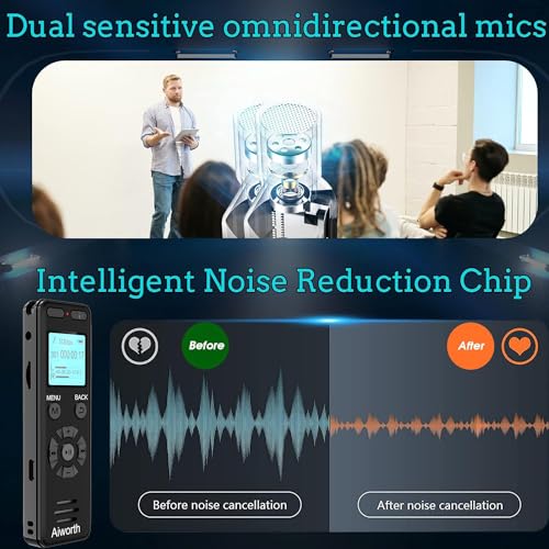Image of 16GB Digital Eztecpro 580 Hours Voice Activated Sound Audio Recorder Dictaphone with Playback, MP3 Player, Password, Variable Speed for Lectures