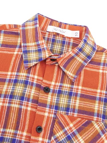 Image of Yoimira Boys Flannel Shirts Kids Long Sleeve Plaid Tops Casual Button Down Shirt Western Plaid Jacket
