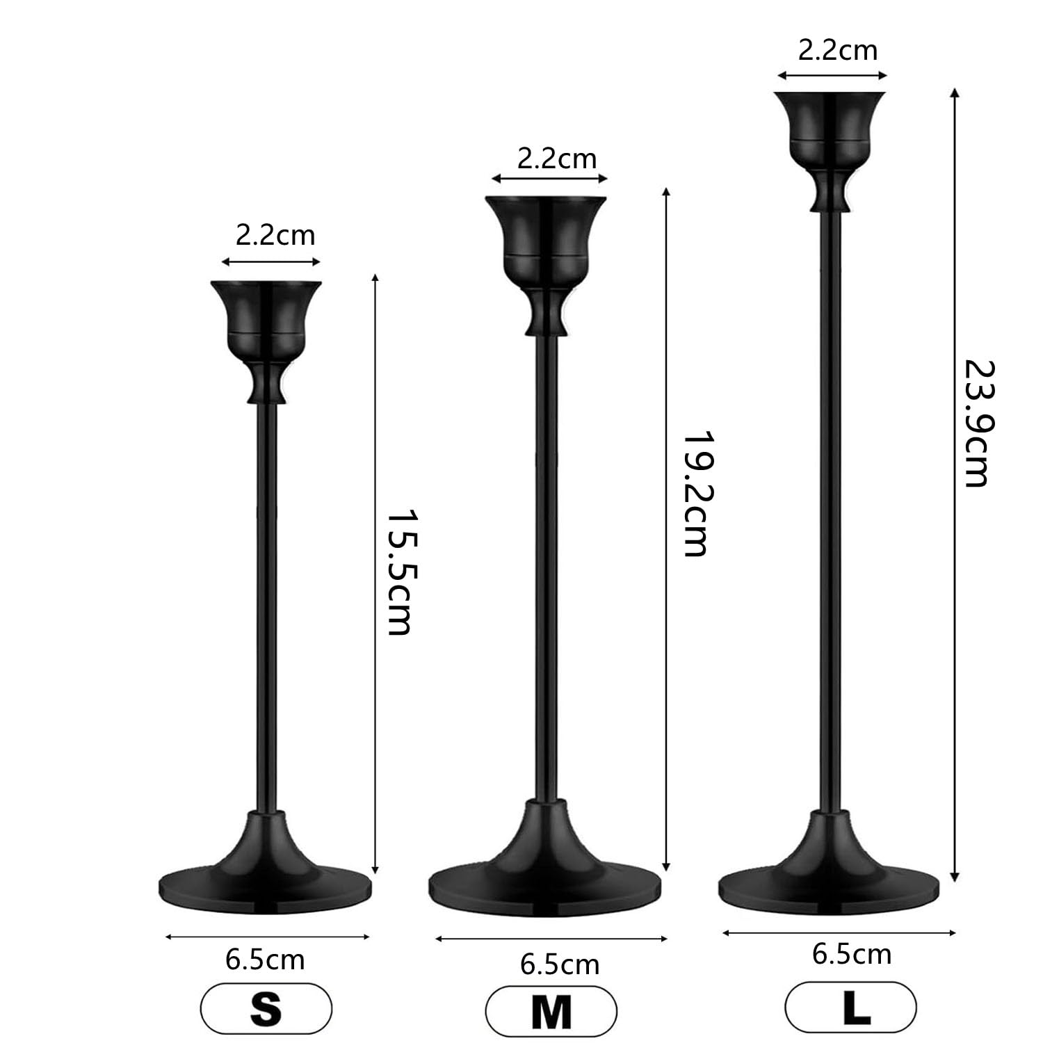 Candlestick Holders,Taper Candle Holder for Candlesticks Gold Brass Vintage Candle Stick Candle Holder Candelabra Candle Holder for Fireplace Party Dining Home (Black - Image 3