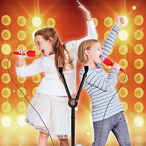 Kids Double Karaoke Mic with Music Singalong and Disco Lights, Connects to iPods, Smartphones & MP3 Players
