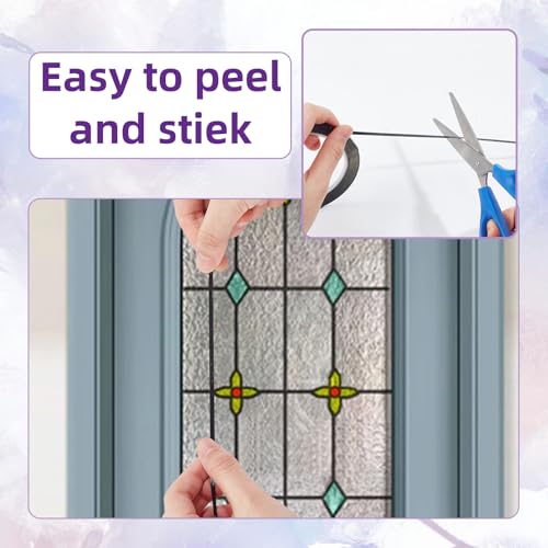 NICENEEDED 3 Rolle Bleilinien Für Buntglas 216 Fuß Künstliche Bleilinien PET Glasaufkleber Führungslinien Selbstklebende Glas Bleilinien Aufkleber Für Fenstertüren