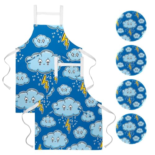 Tablier de serveuse multicolore pour restaurant bistrot et bar avec accessoires de fixation