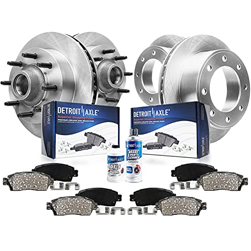 Image of Detroit Axle - Brake Kit for RWD 1999-2002 Ford F-250 F-350 Super Duty 00-02 Excursion Disc Brake Rotors Ceramic Brakes Pads 2000 2001 2002 Front & Rear Replacement