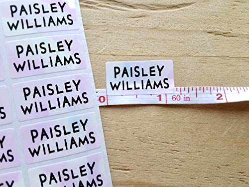 72 Medium Pink hologram -Waterproof Name Stickers- Daycare Labels- School Labels