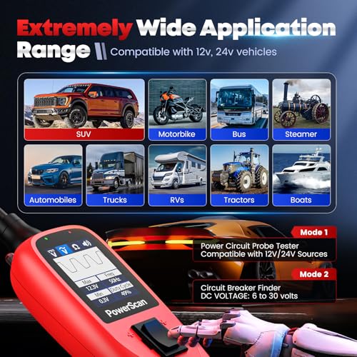 Image of Autel PowerScan Automotive Circuit Tester, Power Circuit Probe Tool, 12-24V Electrical Short Open Breaker Circuit Finder, AC /DC Current Resistance, Duty Cycle, & 20FT Extension Cord, for 99% Cars