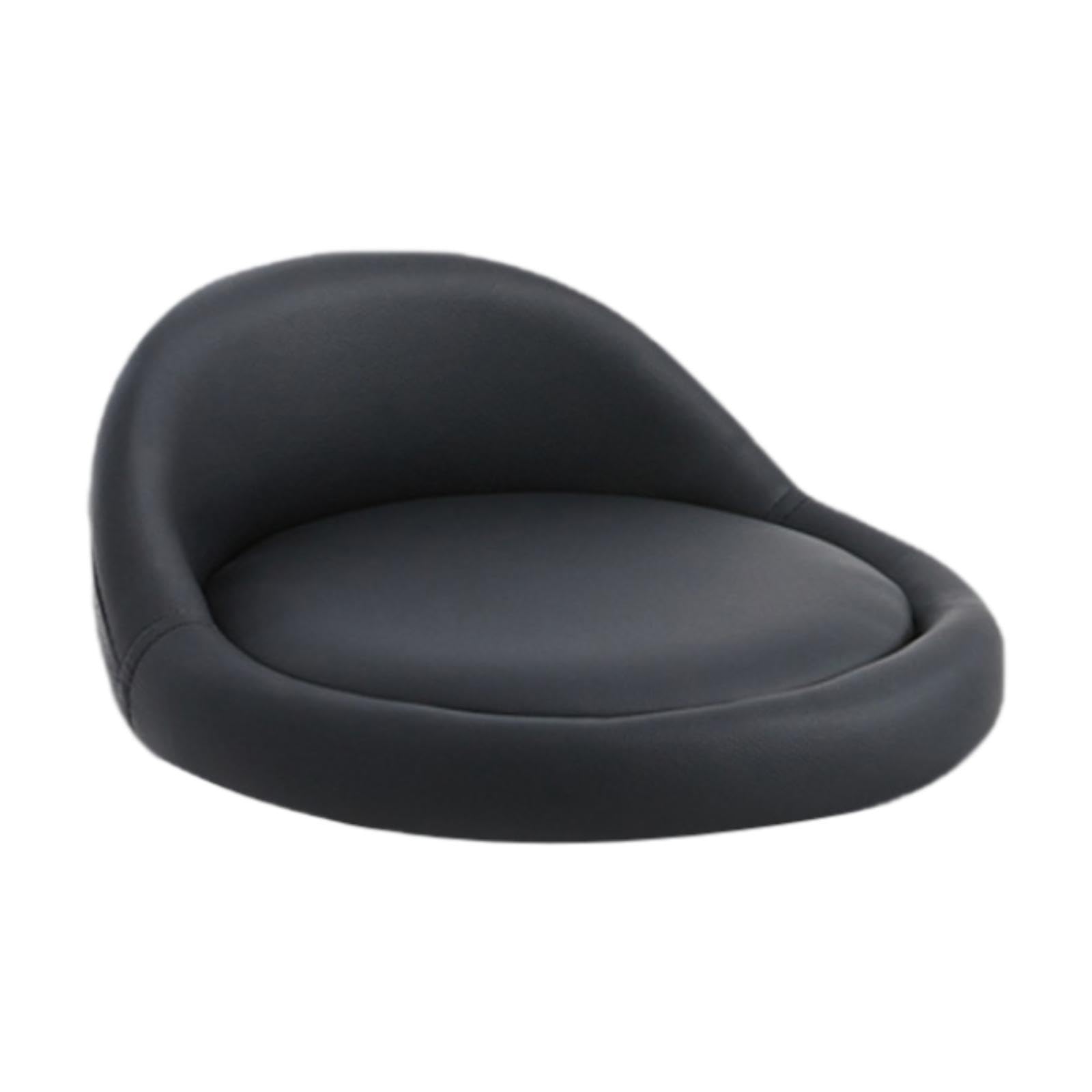 Sgabello da Cucina Circolare in Similpelle con Schienale Basso, Pratico Accessorio, Nero