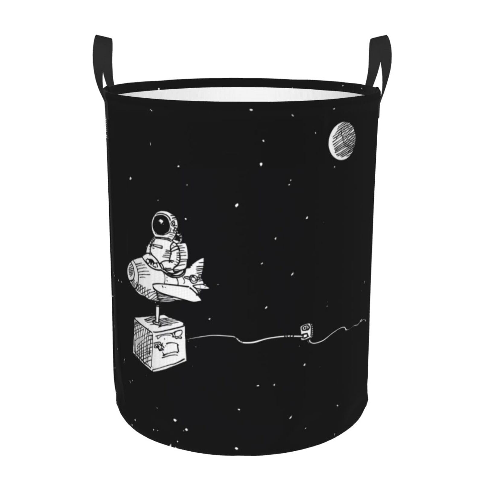 S Circular Hamper – Collapsible Astronaut galaxy Print Laundry Basket