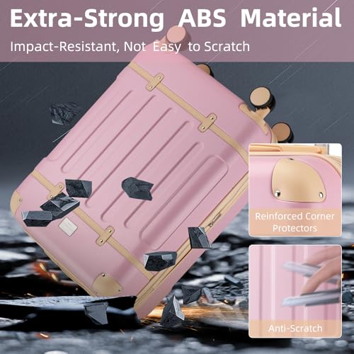 Image of LARVENDER Carry On Luggage 22x14x9 Airline Approved with Spinner Wheels, Expandable 20 Inch Luggage with TSA Lock, Hardsidel PC+ABS Carry On Suitcases for Women Men, Pink Blush