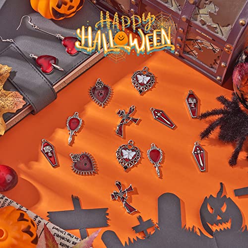 WEWAYSMILE 14-Piece 7-Style Enamel Charm Pendant Set, Crucifix & Alloy Charms for Halloween Decorations & Jewellery Making - Image 3