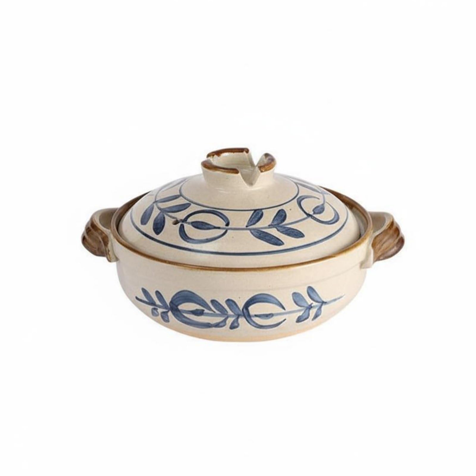 Qianly Pentola in Argilla Stile Giapponese Materiale Naturale Pentola per Zuppa e Stufato Mantiene il Calore Casseruola in Terracotta con Coperchio, 1.6L, Karakusa