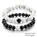 Long Way Distance Bracelets for Lovers-2pcs Black Matte Agate & White Howlite 8mm Beads