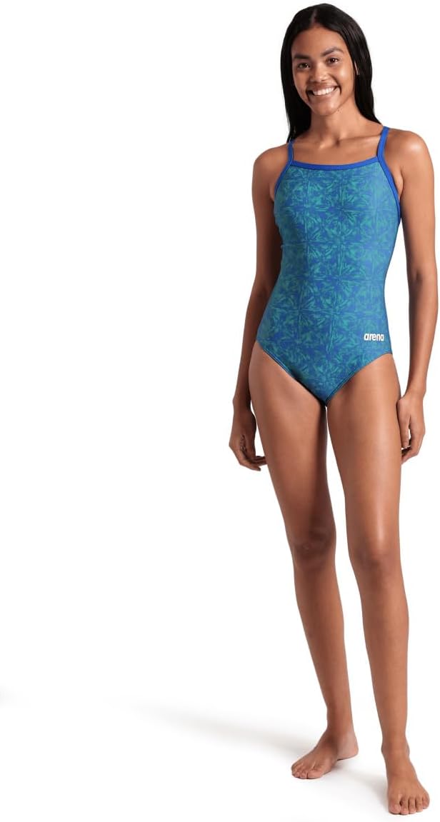 Arena Womens Performance Abstract Tiles Team Print Swimsuit Light Drop Back Training Bathing Suit - Image 6