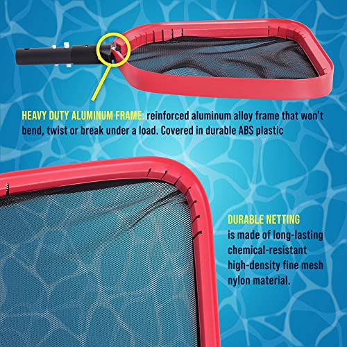 U.S. Pool Supply Professional Heavy Duty Large 14\" Swimming Pool Leaf Skimmer Net - Strong Aluminum Frame for Faster Cleaning & Easier Debris Pickup and Removal - Clean Pools, Spas, Ponds