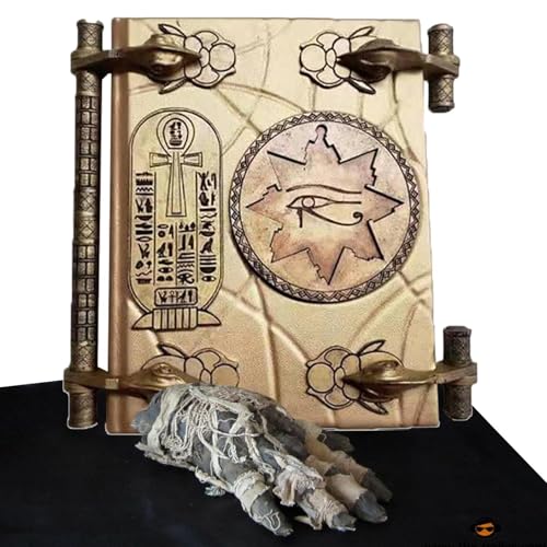 Prop del Libro inquietante - del Libro Egiziano, Prop della Mummia, Libro dei Morti | Oggetti di Scena per Film Horror, di Libro tombale, Libro Magico Unico con Ornamenti, Souvenir da
