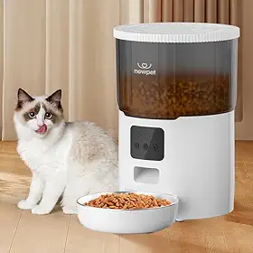 Alimentador Automático Pet, 4L Comedouro para Caes Fácil Comedouro Elevado para Caes, Controle de Aplicativo WiFi - Gravador de Voz