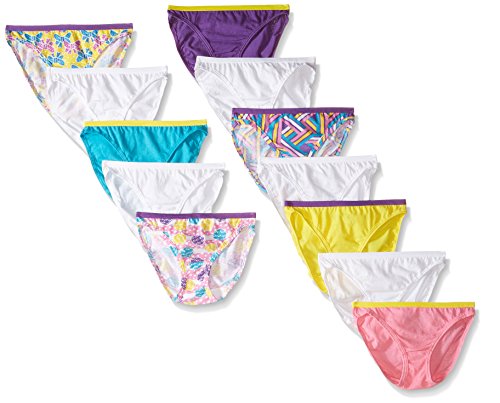 Fruit Of The Loom Big Girls' Wardrobe Bikini , Assorted, 8(Pack of 12)