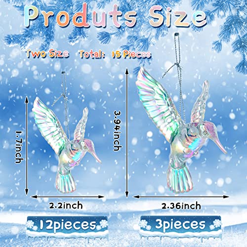 Marsui DO-MARSUI-4470193 15 Pcs Acrylic Hummingbird Christmas Hanging Ornaments Shiny Iridescent Hummingbird Ornament Acrylic Crystal Xmas Tree Pendants thumb #1