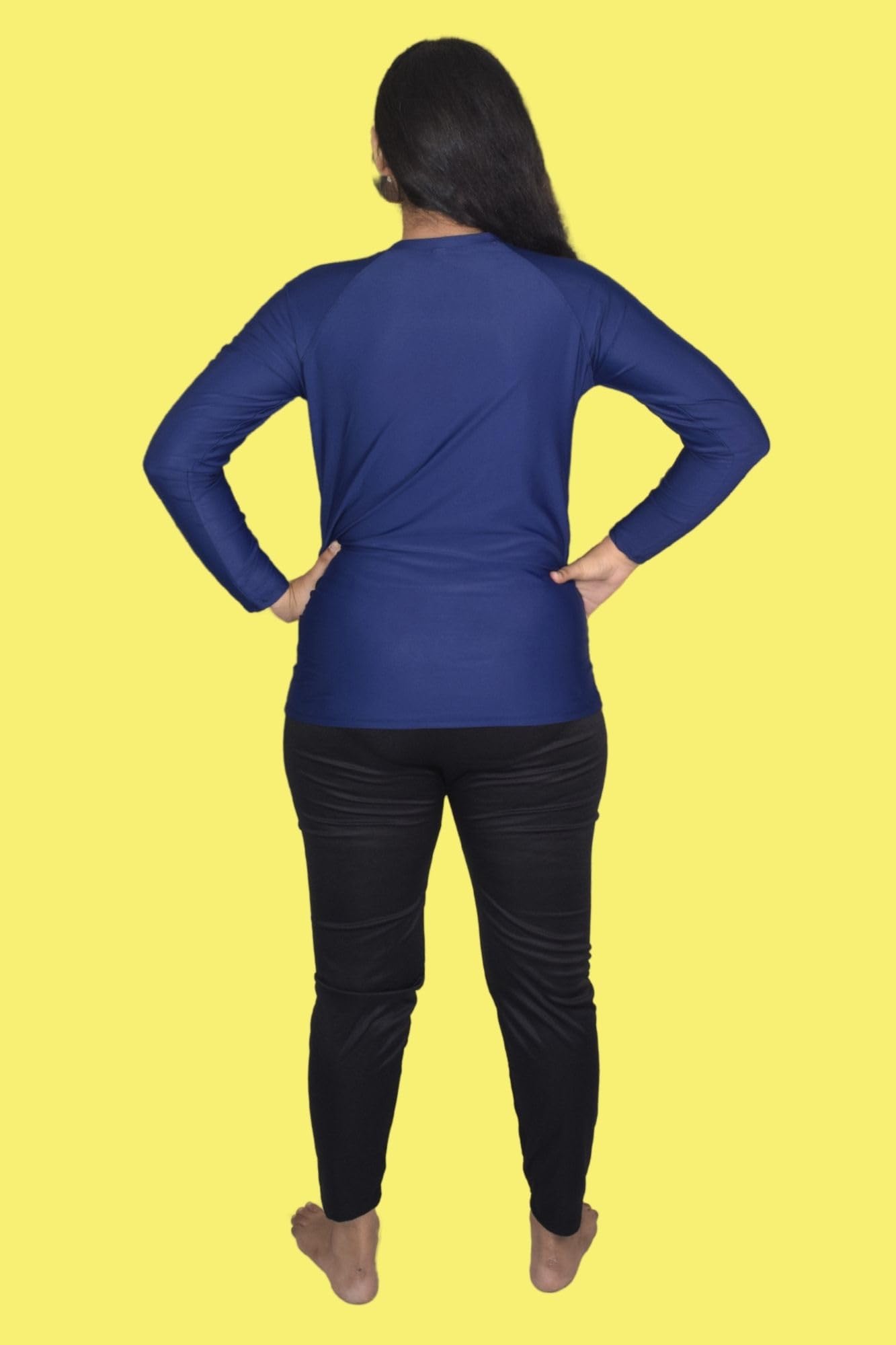 Aqua Holic Spandex Regular Fit Compression Long Tights/Swim Leggings with Full Sleeves Tshirt | Adjustable, Quick Drying Leggings for Swimming, WaterParks, Surfing & Other Sports -Navy Blue (M) 1