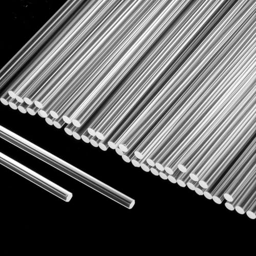 50pcs Clear Acrylic Rods 3mm Diameter Transparent Round Plastic Sticks Strip 1/8 x 12in Acrylic Round Plastic Rods for DIY Crafts Party Decorations Gardening and Lighting
