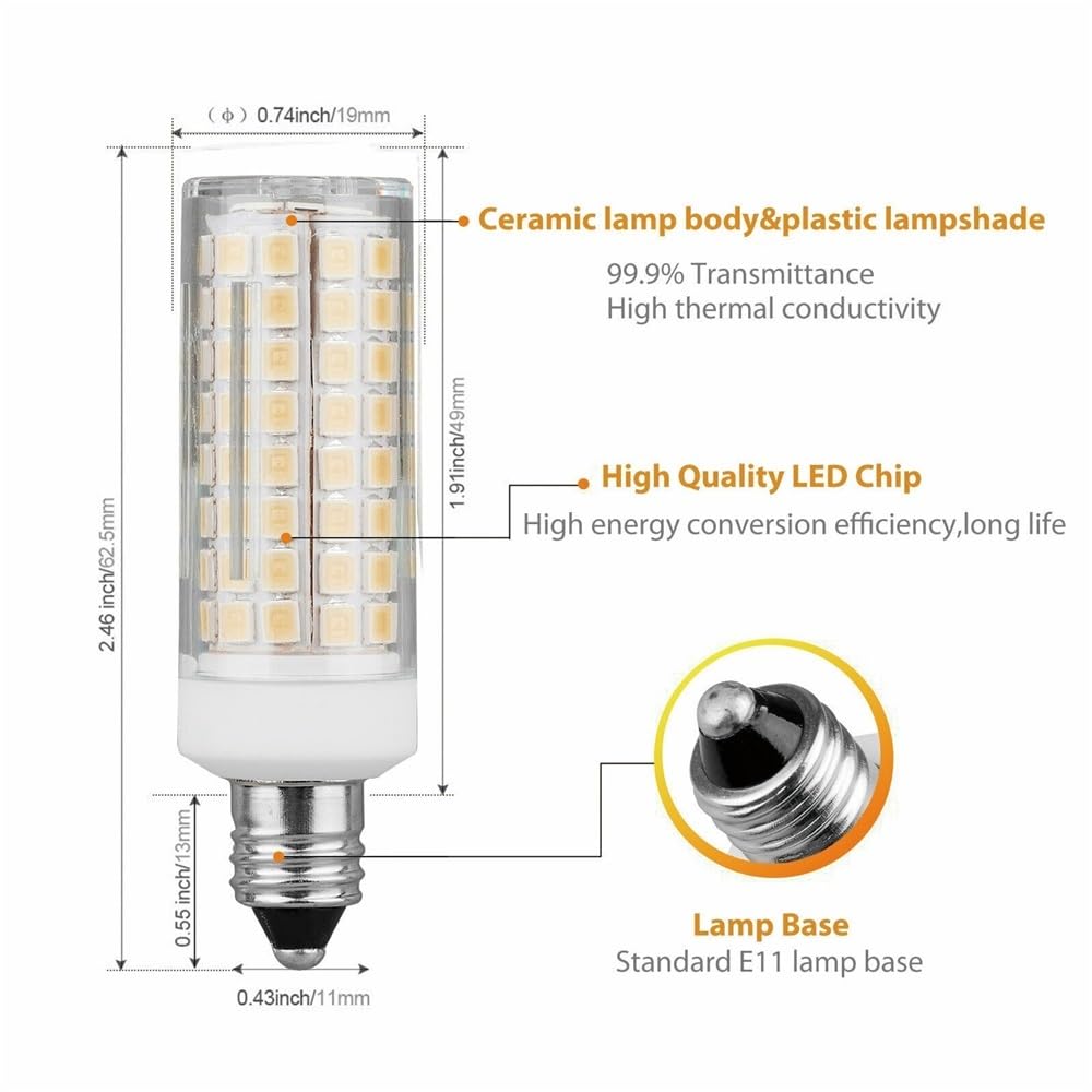 YSJX Lighting, Confezione da 10 lampadine a LED a mais AC220V G4/G9/E11/E12/E14/E17 9W dimmerabili in ceramica + PC Light 102 LED(Warm White,E17)