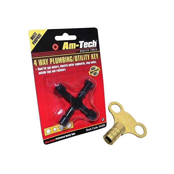 Buy Brass Radiator Bleeding Key and 4 Way Meter Box Utility Gas Plumbing Key Bundle Online at