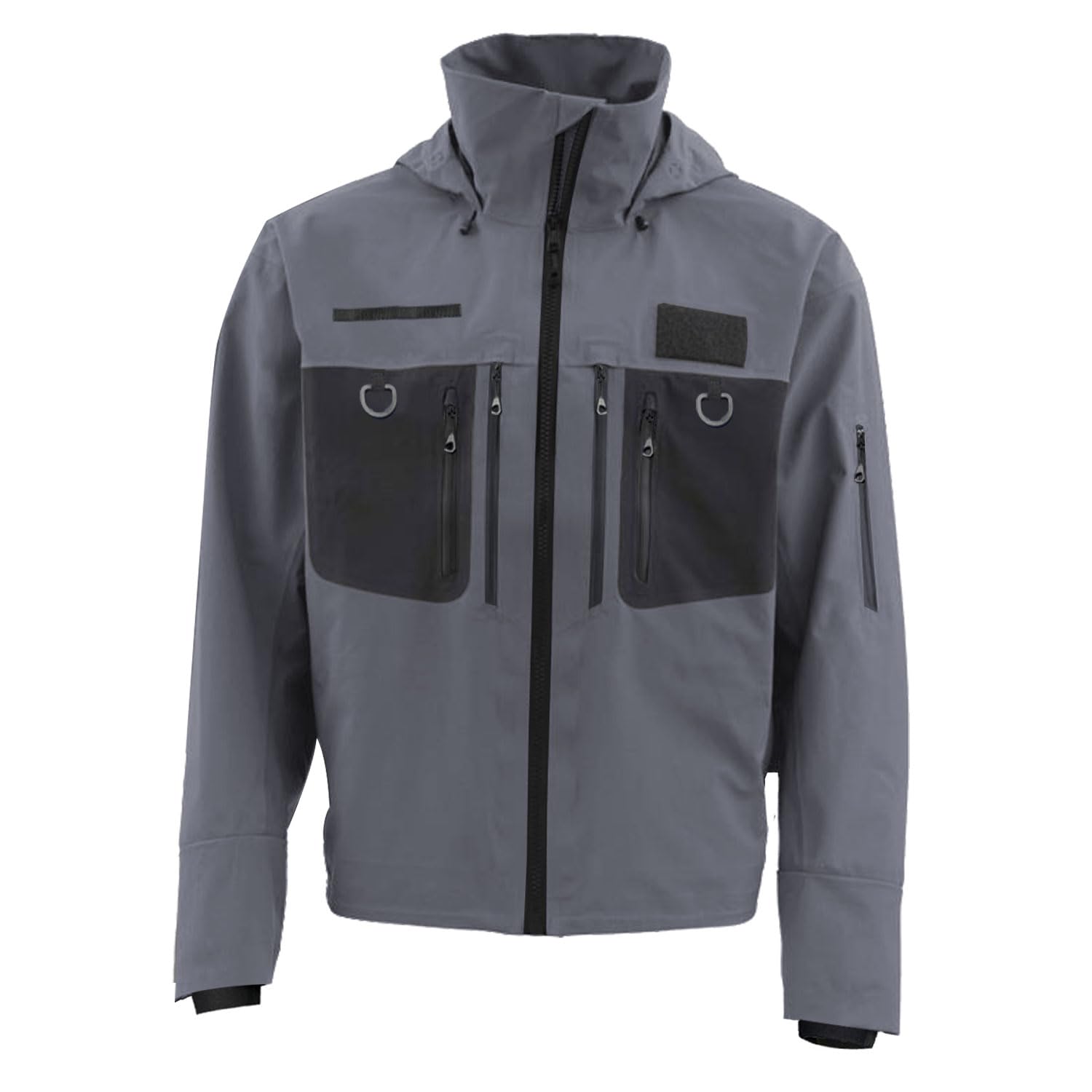 Drryfsh Waterproof Fly Fishing Wading Jacket Breathable Rain Coat for Fisherman Sailing Kayaking Paddling, Grey, XL/XXL