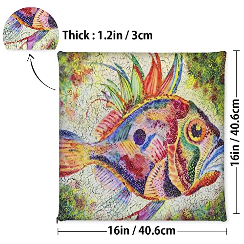 Chair Cushion Abstract Tropical Fish Square Seat Cushion Soft Dining Chair Pads Pillow For Home Office Sofa Car 16" X 16"(Fish) #TOP2
