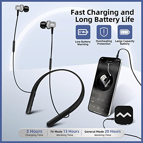 [2023 Upgraded] Rechargeable Hearing Aids For Tv Watching & Conversation,Neckband Hearing Amplifiers For Seniors With Remote Microphone,Noise Cancelling,Independent Sound Adjustment #TOP3