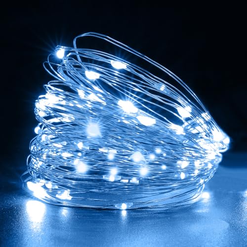 HOTUT 2 Pezzi Stringa Luci LED a Batteria, 5M 50 LED Lampada a Fili di Rame Bianco Freddo, Catena di Luci Impermeabile per Esterni, Lucine Decorative per Interni e Esterni, Feste, Natale, Matrimonio