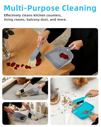 Image of MR.SIGA Dustpan and Brush Set, Pack of 2 Set, Blue & Grey
