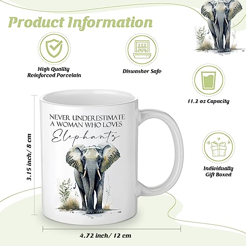Inbagi 3 Pcs Elephant Gifts for Women Cosmetic Bag Coffee Mug with Keychain for Elephant Lovers Birthday Christmas3