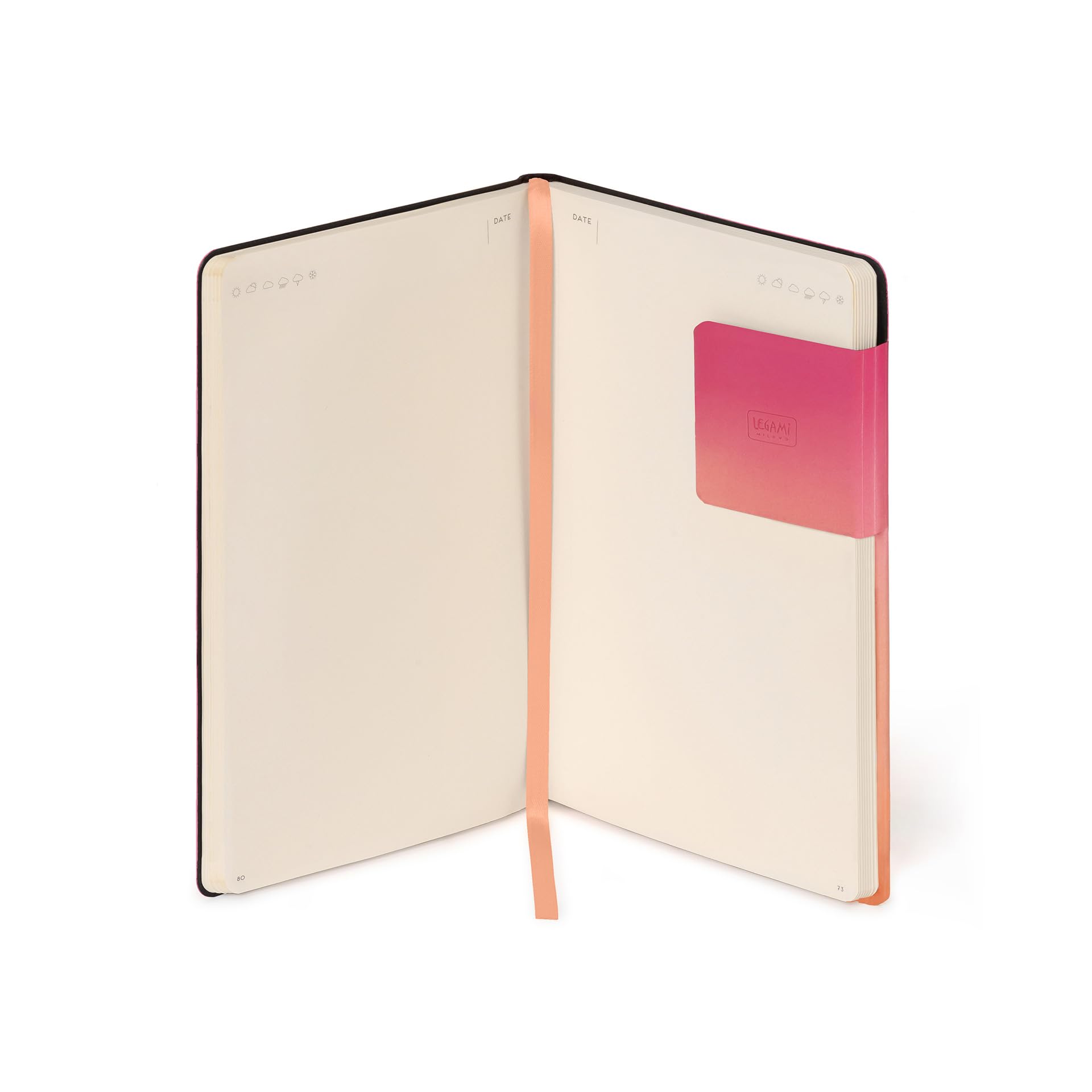 Legami - Beyaz sayfalı not defteri, M beden, fildişi renkli kağıttan, 90 g/m², 192 sayfa, yumuşak kapak, lastik bant, boyut 13 x 21 cm, Golden Hour
