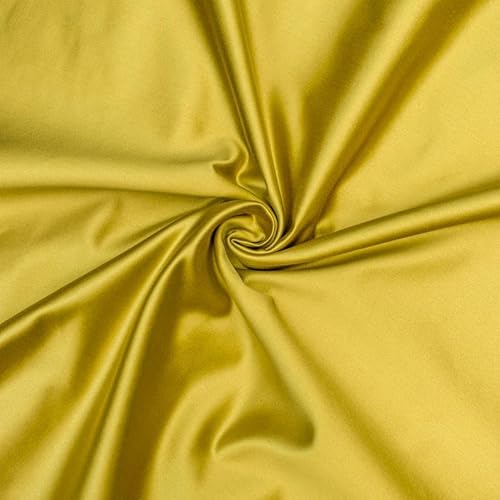 Fabric Mart Direct Oro chiaro Raso pesante Tessuto al metro, 137 cm o 54 pollici Larghezza, 1 Metro Oro Tinta unita Raso Tessuto per tappezzeria per tende, cuscini