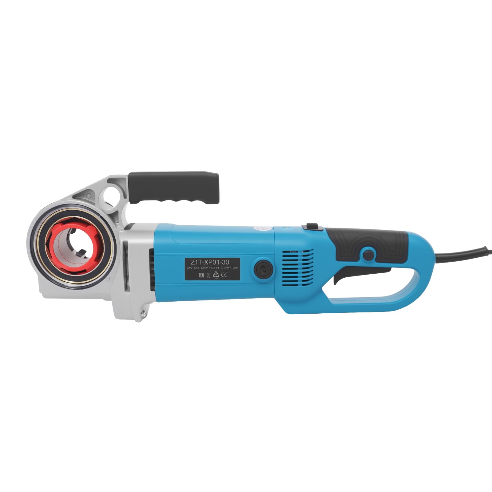 Macchina filettatrice elettrica portatile, 2300 W, infila tubi con 4 matrici da 1-1/4", 1", 3/4", 1/2", gruppo di filettature e set di gruppi di taglio, spina europea 230 V (blu)