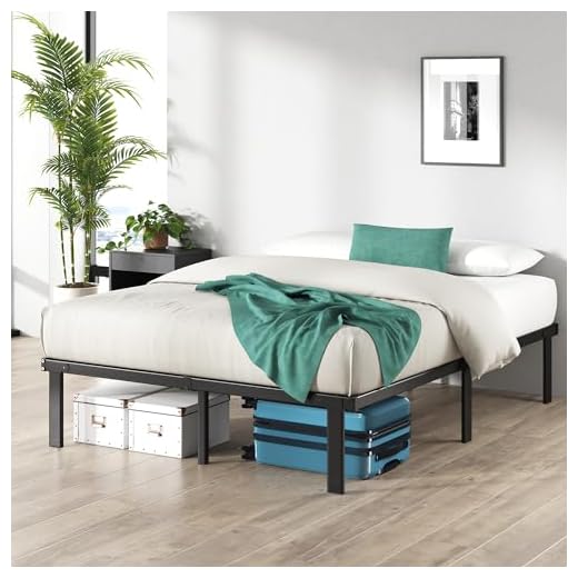 Zinus Caleb Cadre de lit 140x190 cm - Hauteur 36 cm avec Rangement sous Le lit - Cadre en Acier Pliable – Noir