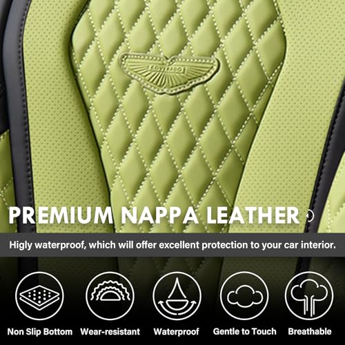 Image of Coverado Seat Covers Front Seats, Green Car Seat Covers 2 Pack, Driver Seat Cover, Luxury Automotive Seat Covers, Car Seat Cushion, Front Car Seat Covers Leather Seat Protector Fit for Most Cars