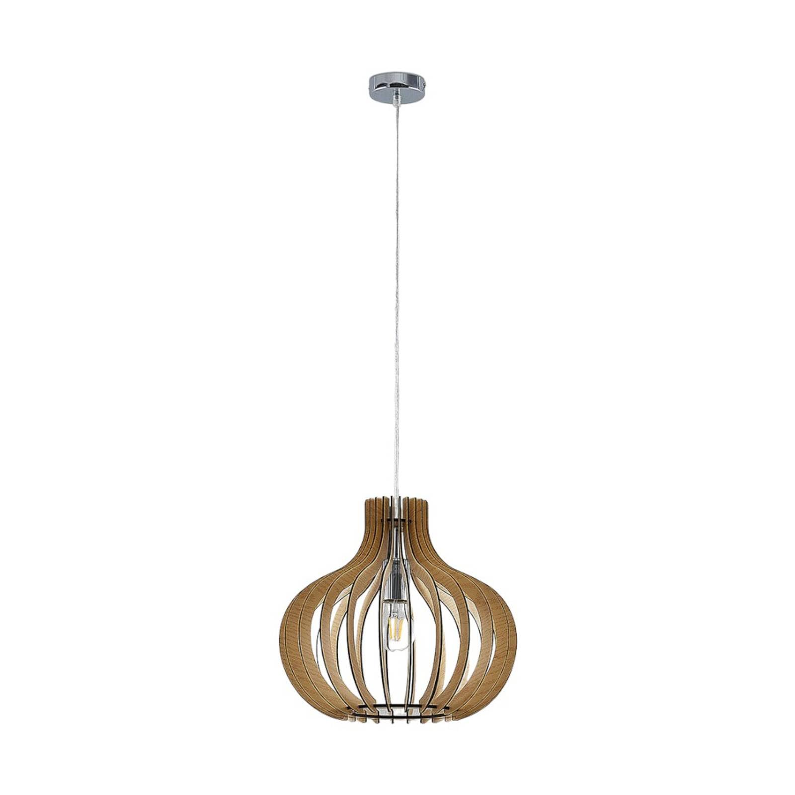 Lindby Light Wood Ceiling Light Sina Dimmable (Scandinavian) In Brown Made Of Wood For E.g. Living Room & Dining (1 Light Source, E27) From Pendant Lighting Lamp Hanging Ceiling