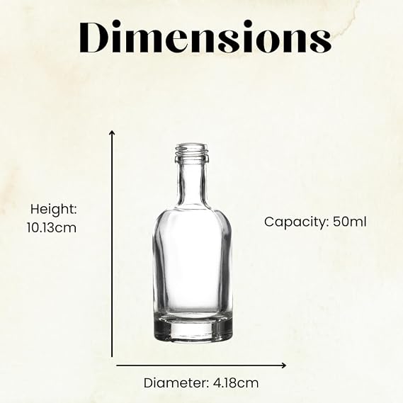 Empty 50ml glass Shot Bottles | Small Miniature Bottles for Alcohol, Spirits, Liquor | J&B (48)