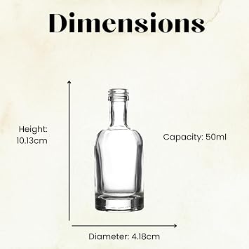 Empty 50ml glass Shot Bottles | Small Miniature Bottles for Alcohol, Spirits, Liquor | J&B (48)
